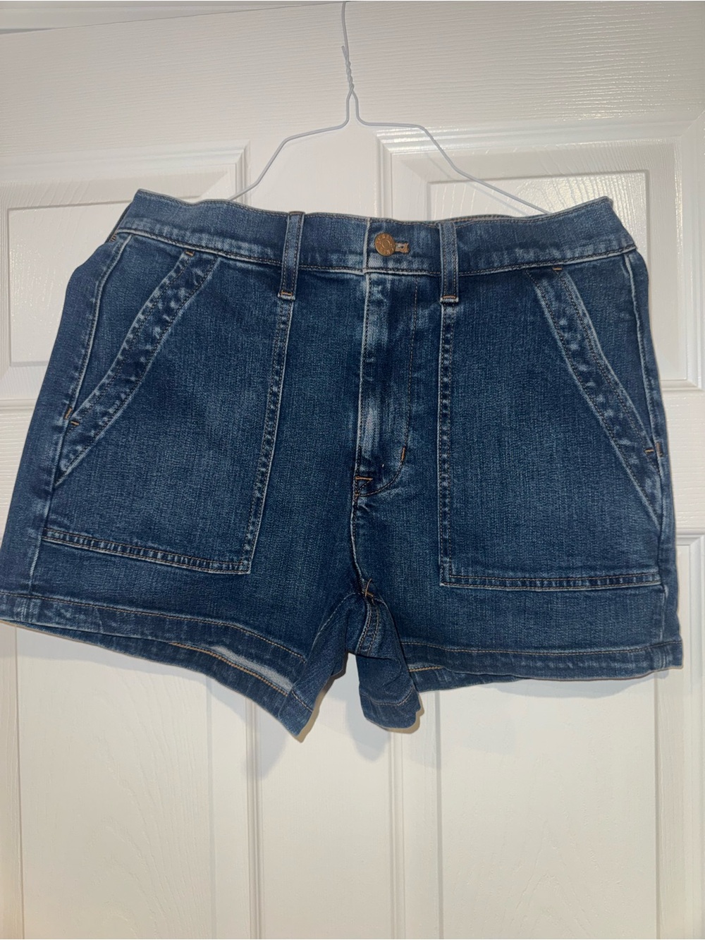 J. Crew Dark Blue Denim Patch-Pocket Shorts